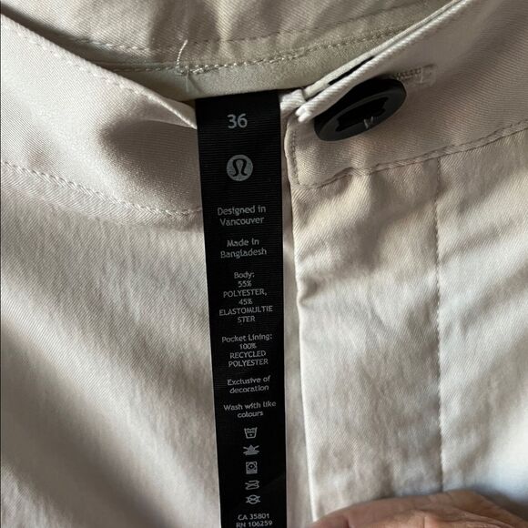Lululemon Athletica  Chino Pants Relaxed Fit Size 36 NWT Bone - Picture 2 of 5